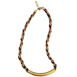 Braided Genuine Leather and Brass Necklace